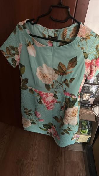 Платье летнее с цветами цвет Тиффани