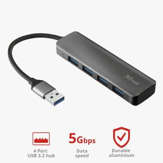 алюминиевый USB-концентратор для подключения 4 дополнительных портов USB-A