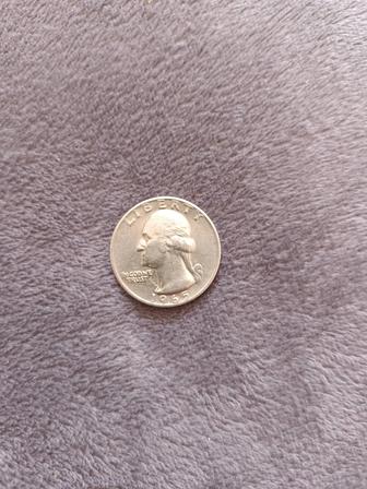 Монета 1965 года США Это 25-центовая монета США,