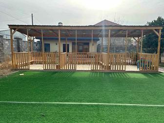 Навес и газон для детского сада