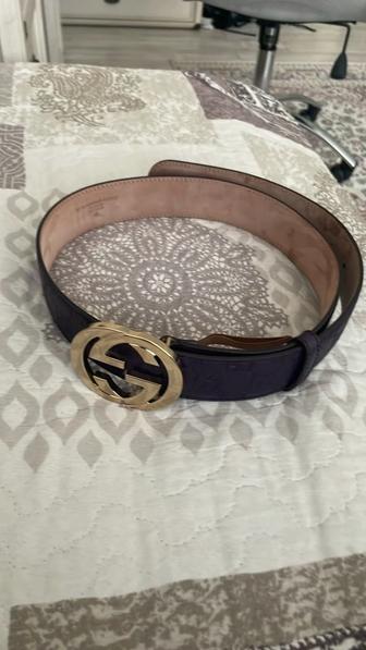 Ремень Gucci Signature Purple Monogram Leather Interlocking (women)