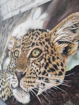 Картина акрилом. Леопард