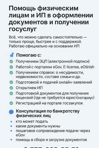 Помощь в оформлении госуслуги и документов