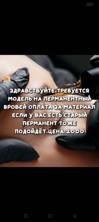 Здравствуйте нужна модель перманентные брови оплата только за материал