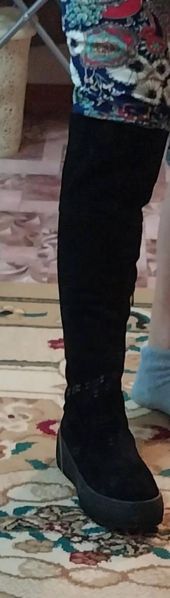 Сапоги зимние замшевые высокие размер 36,5-37