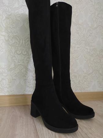 Ботфорты демисезонные, 37 размер, эко-замша