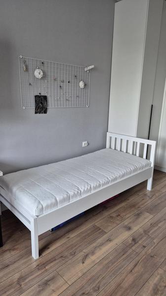 Кровать и матрас икеа 90 на 200 кровать односпальная деревянная белая ikea
