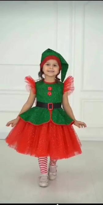 Новогодний костюм гнома для девочки