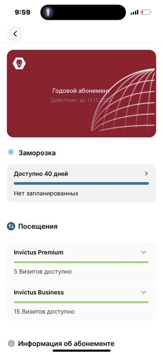 invictus абонемент на 9 месяцев