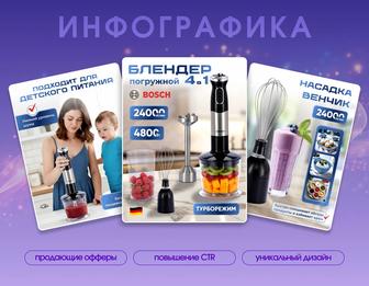 Инфографика для WB, Kaspi, Ozon, дизайн карточек товара