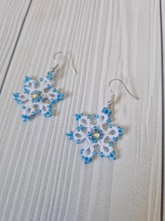 Серьги снежинки ручной работы