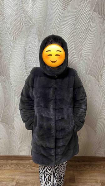 Норковая шуба, темный графит