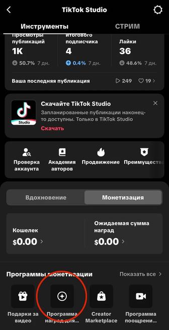 Аккаунты с монетизацией ТикТок