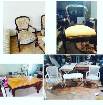 Реставрация мебели и покраска перетяжка стульев
