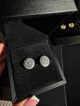 Пусеты в серебре россыпь муассанитов