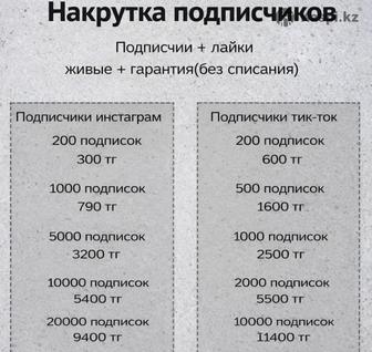 Накрутка Подписчиков/Лайков/Просмотров Инстаграм/ТикТок