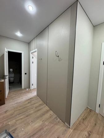 Установка бамбуковых панелей, ТВ зона.