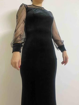 Бархатное черное платье