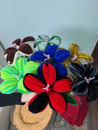 Цветы из синельной (пушистой) проволоки ручная работа