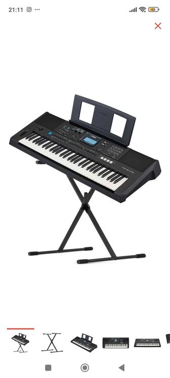 Синтезатор Yamaha PSR-E473 стойка NKS-K119 черный