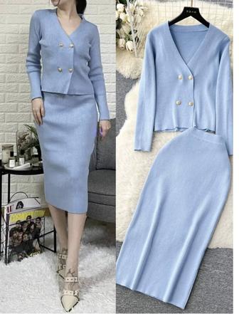 Двойка женская вязанная в рубчик 42-46 р