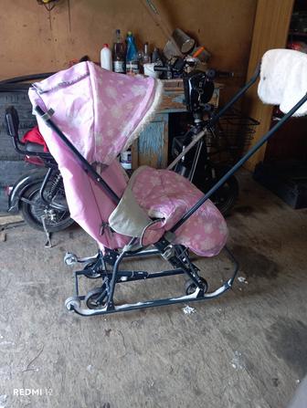 Детские зимние санки с колесиками