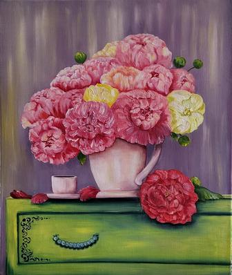 Картина. Пионы. Холст, масло, 60х50 см