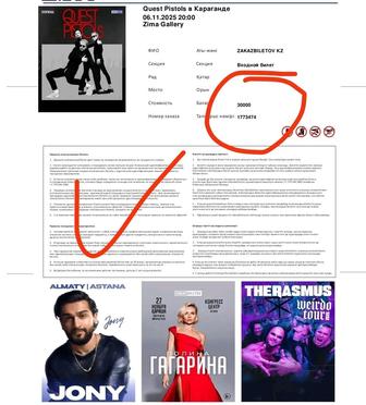 Продам билет на концерт QUEST PISTOLS