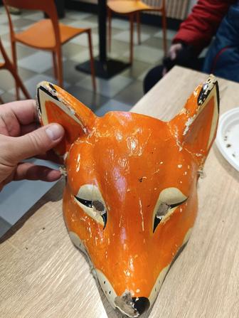 Карнавальная маска лиса папье Маше СССР винтаж редкость