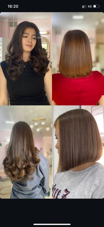 Стрижки каскад , укладка на браш, прически, окрашивание балаяж, айртач и др