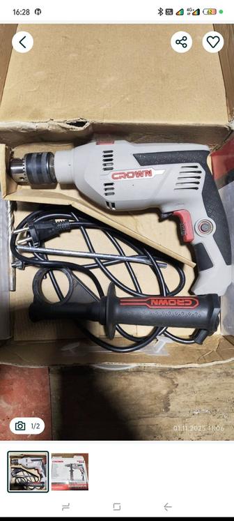 Дрель crown ударная