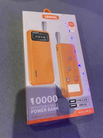 power bank UNION 10000 с четырьмя кабелями