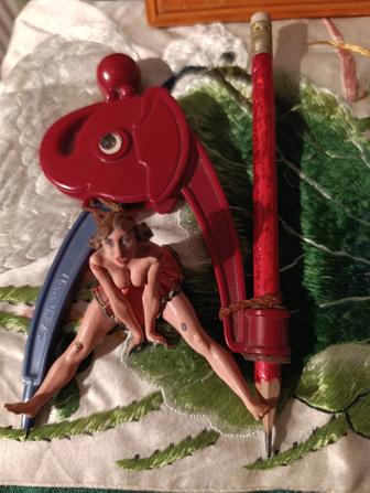 Циркуль слоник винтаж ретро антураж редкость