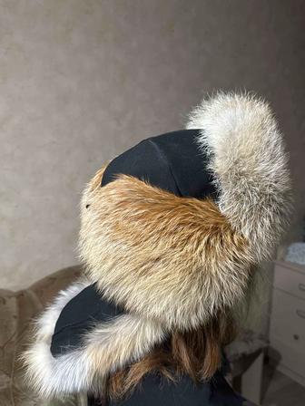 Ушанка из натуральной рыжей лисы, ручная работа. Очень тёплая, густой мех!