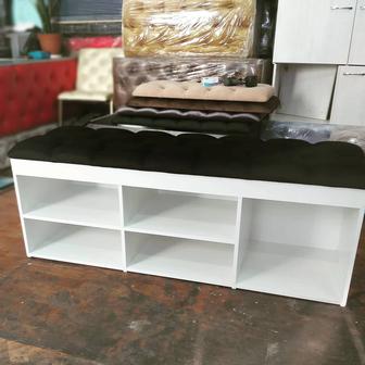 Обувные полки. Обувница пуфик. Банкетка лофт. Банкетка на ножках. Прихожка