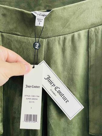 Брюки Juicy Couture из велюра цвета мха и сочного зеленого цвета