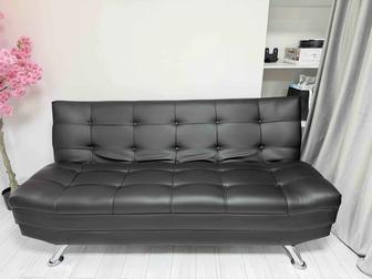 Диван UILESIM Шанхай, 190х55 см, обивка кожзам, черный