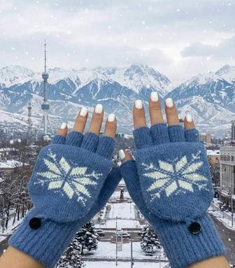 Варежки вязаные, митенки