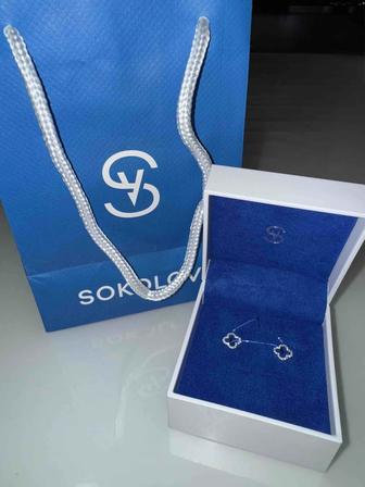 Новые серебряные серьги SOKOLOV 925 с фианитами (бирка, коробочка)