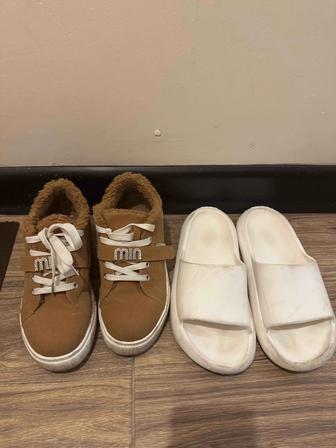 Продам 2 пары обуви зимняя обувь и тапочки