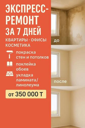 Быстрый ремонт от 7 дней Косметика Квартиры/Офисы