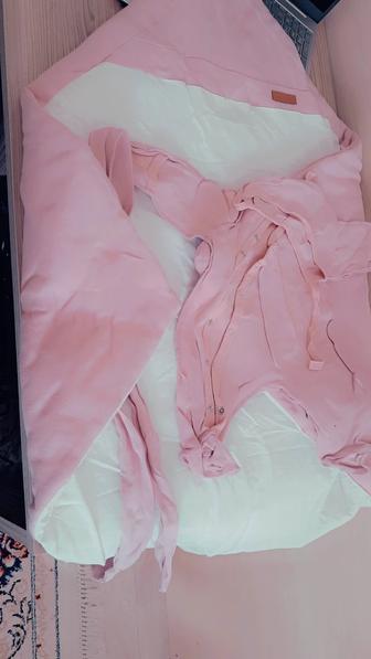 Конверт для новорожденных с костюмчиком девочка, цвет пыльная роза