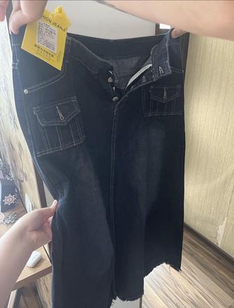 Джинсовая юбка миди