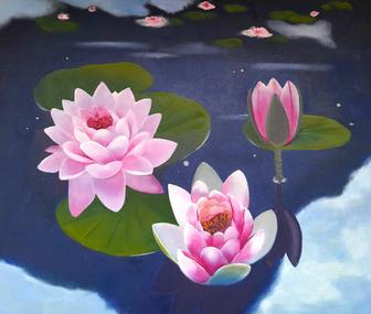 Лотосы - картина маслом