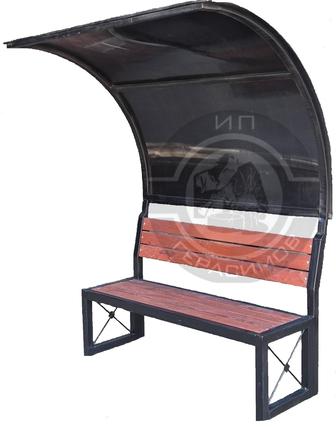 Скамейка с козырьком из поликарбоната (длина 1,5м)
