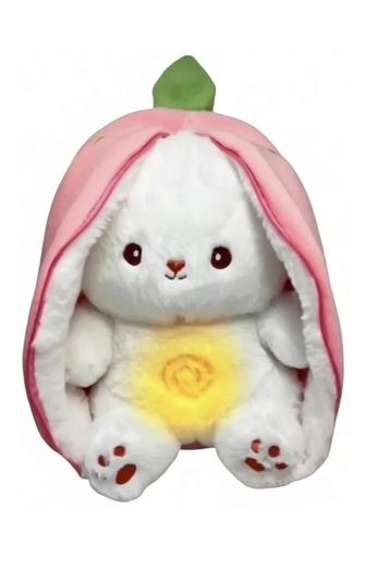 Мягкая игрушка Дышащий зайчик в клубника 35 см с оформлением, 35 см