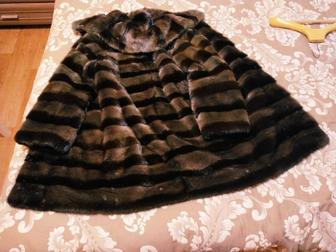 Норковая шуба 46р. Поперечка с капюшоном
