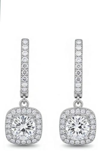 Серьги серебро с бриллиантами мусанит