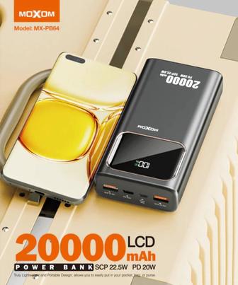 Moxom 22.5W PD 20000mAh быстрая зарядка Паурбанк