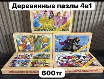 Детские пазлы деревянные 4в1